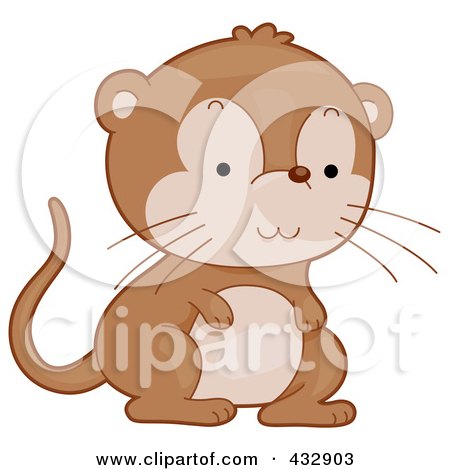 Cute cartoon baby otter sitting with a friendly smile and fluffy tail.
