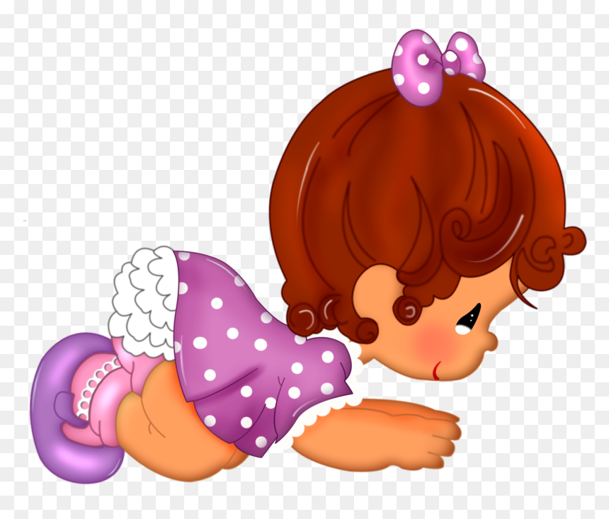 Adorable Baby Girl Crawling Illustration - Free PNG Clipart