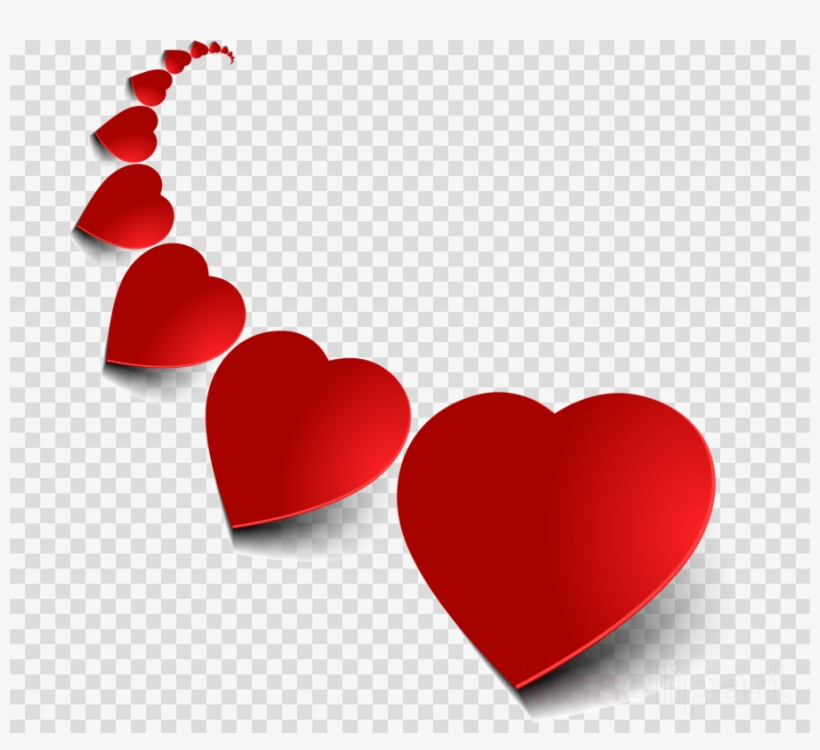Red Heart Trail Vector Graphic - Romantic & Decorative Clipart