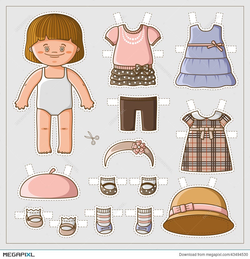 Paper Doll clipart Bundle, Dress up graphics, fashion outfits for - Clip  Art Library