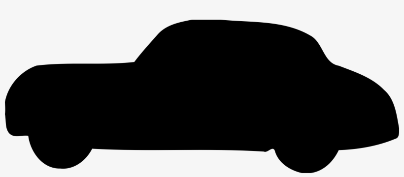 Black silhouette of a classic vintage car in side profile on white background.