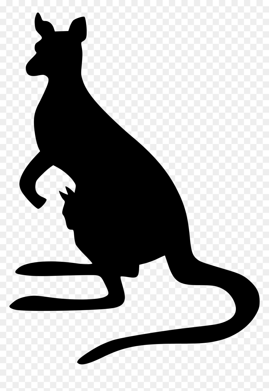 Kangaroo with Joey Silhouette - Free Vector Illustration