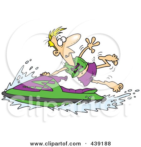 Funny Jet Ski Cartoon - Slippery Ride Illustration