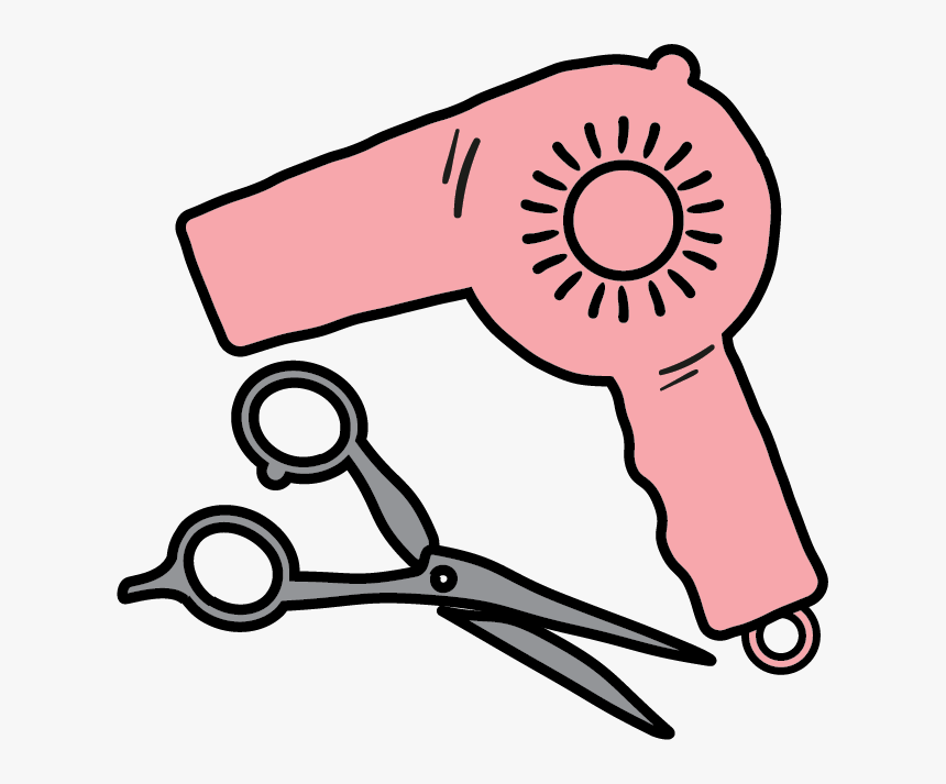 Hairdryer and Scissors Illustration for Salon & Beauty Websites