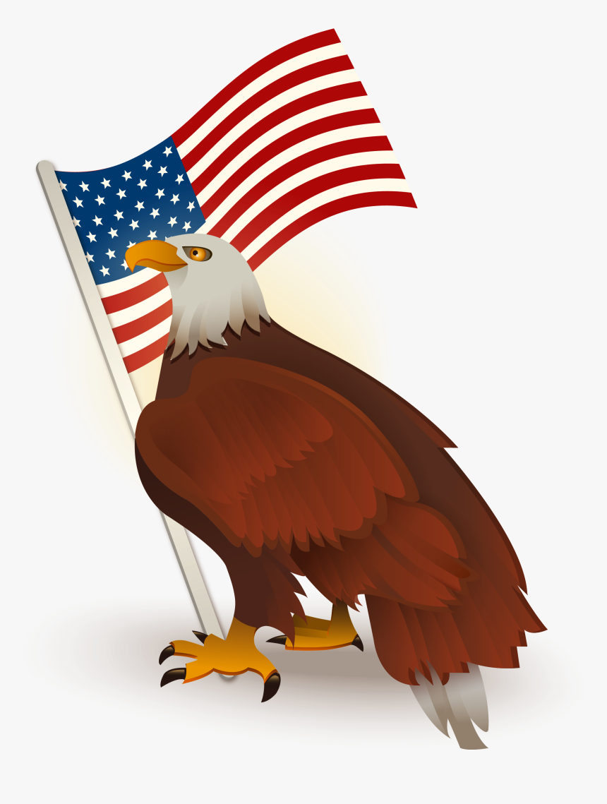 Patriotic Bald Eagle with U.S. Flag - Free Clipart & Symbol of American Pride