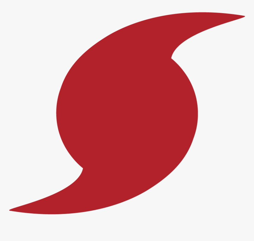 Red hurricane symbol icon representing tropical cyclone warnings and weather alerts.