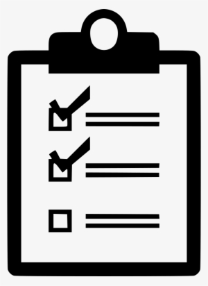 Black-and-white icon of a clipboard with a three-item checklist, two items checked.