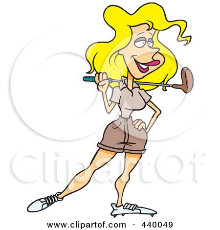 Fun Golf Cartoon Illustration - Female Golfer Character