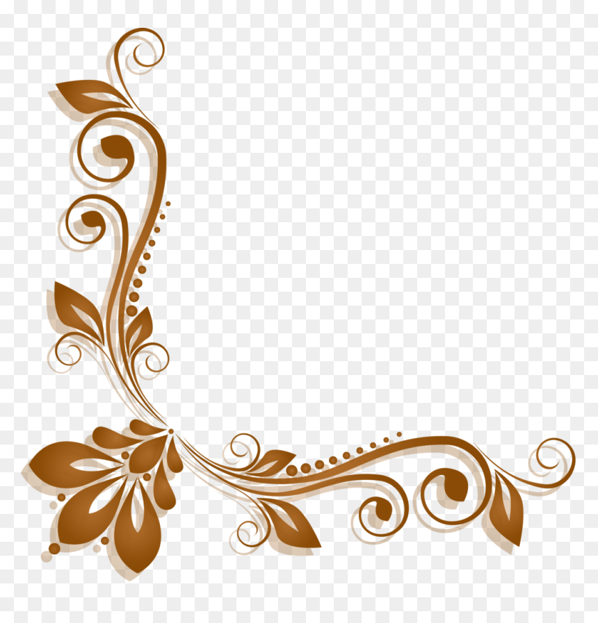 Decorative Brown Floral Corner Ornament - Free PNG Download