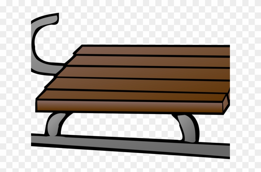 Wooden park bench with metal armrest and legs, side view on transparent background.
