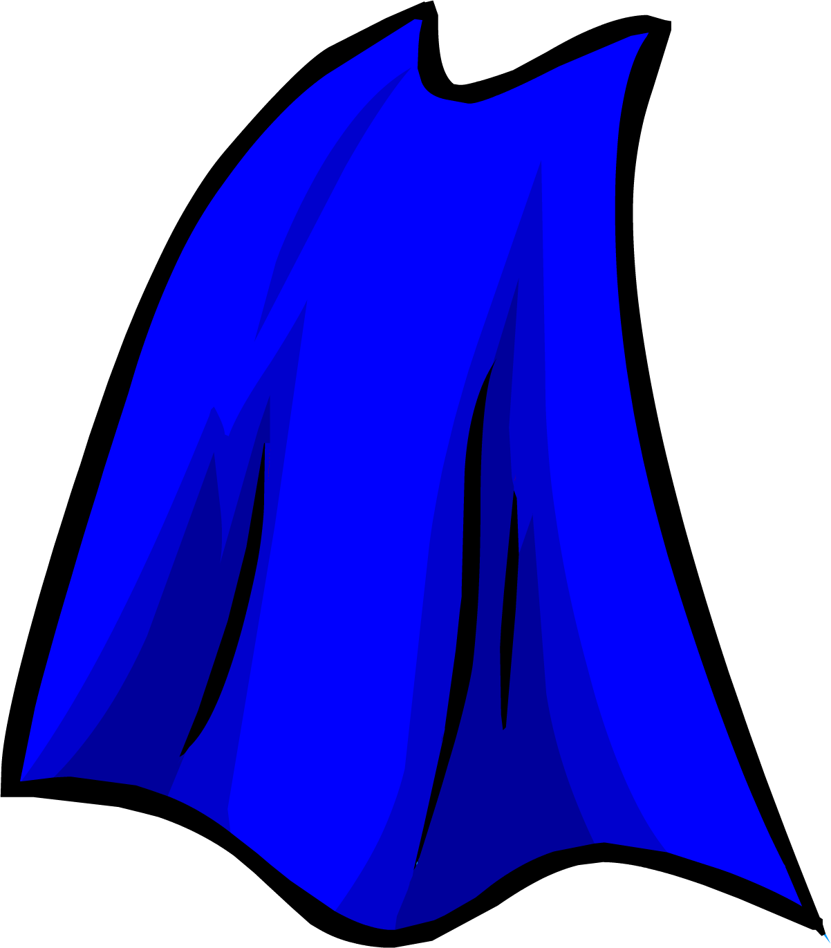 A vibrant royal blue superhero cape with dynamic folds, flowing against a black background.