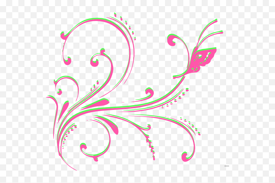 Elegant Pink & Green Floral Swirl Vector Graphic | Decorative Design Element