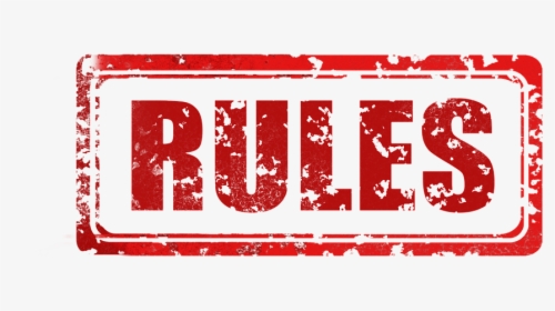 Red distressed stamp with the word "RULES" in bold uppercase letters inside a rectangular border.