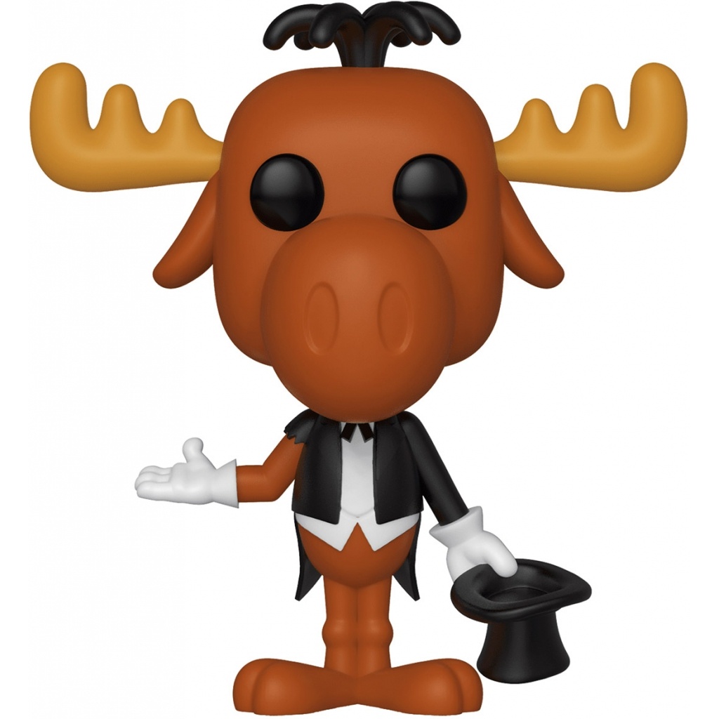 Funko Pop moose character in tuxedo holding top hat, stylized with large eyes and antlers.