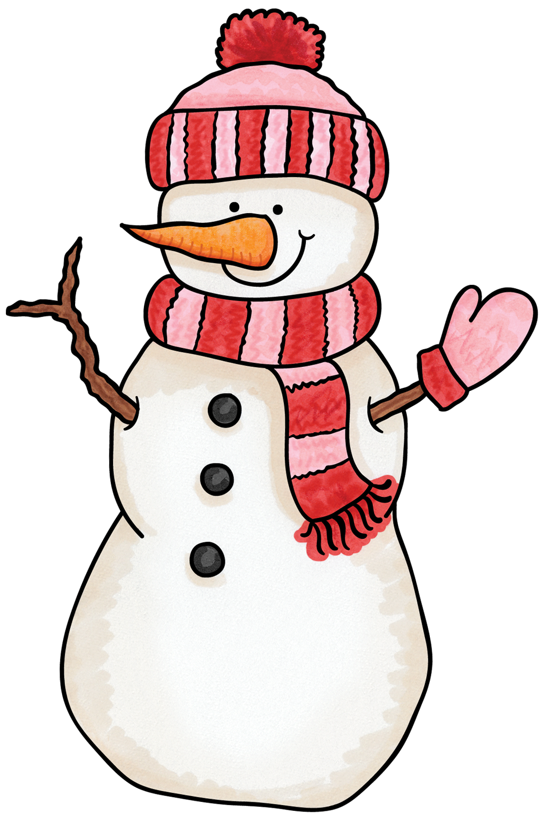 Friendly Snowman Clipart - Winter Holiday Illustration for Kids & Teachers