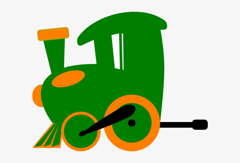 A cheerful green cartoon train with orange wheels and accents, designed for children’s educational or entertainment content.