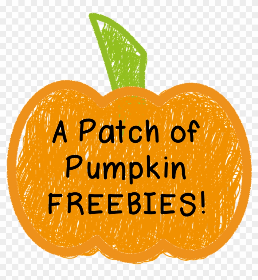 Hand-drawn orange pumpkin with green stem and text "A Patch of Pumpkin FREEBIES!"