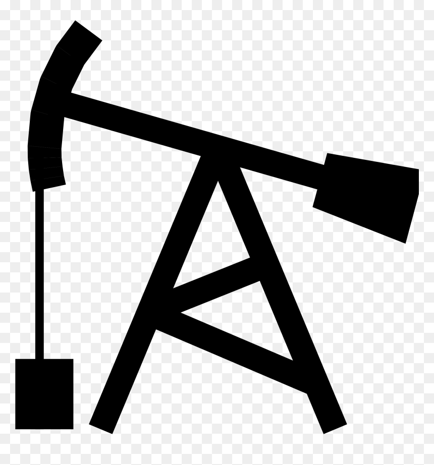 Black silhouette of an oil pumpjack on transparent background, symbolizing petroleum extraction.