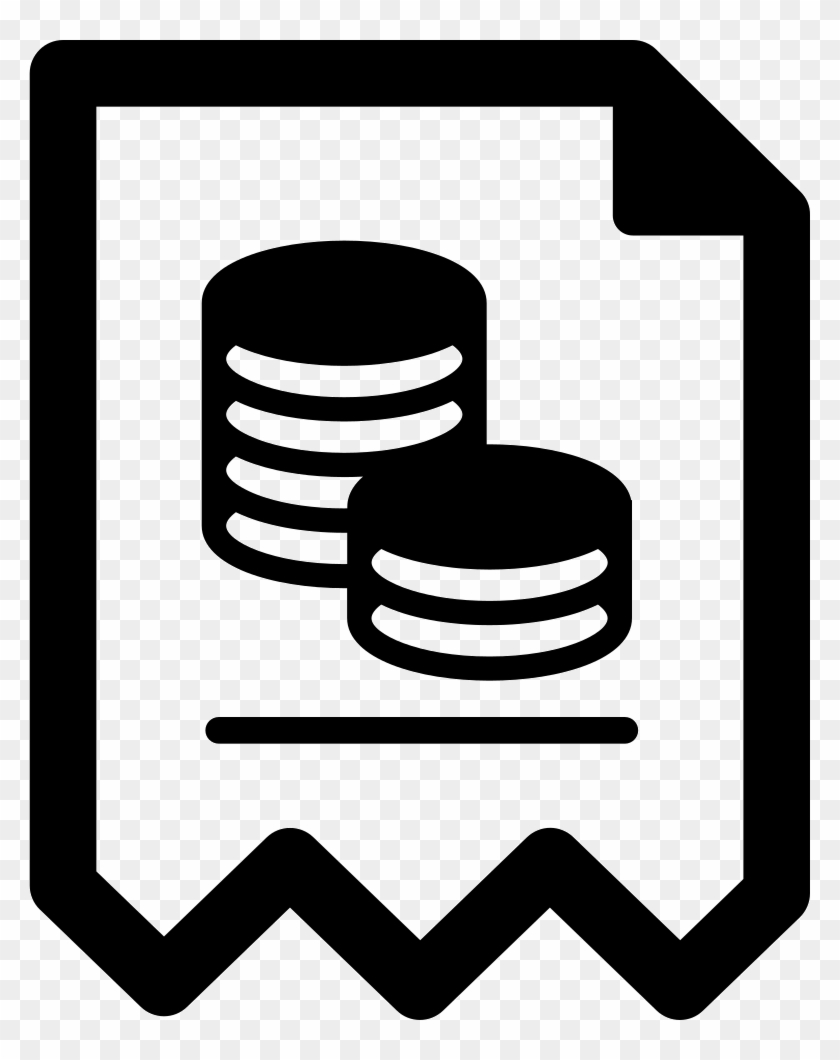 Document icon with stacked coins and database symbol, representing financial data or billing report.