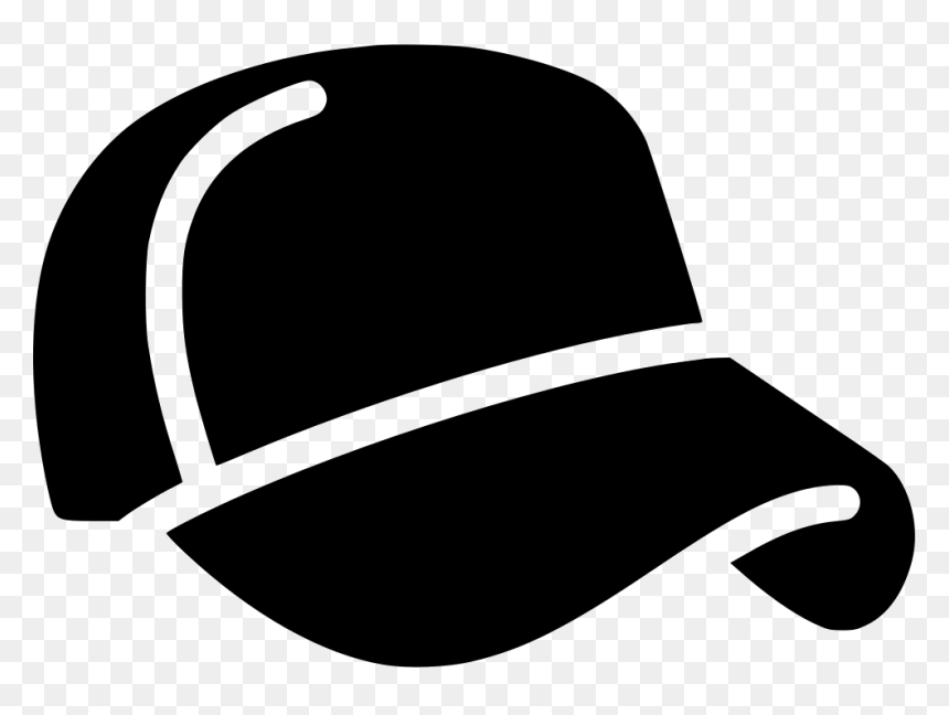 Black silhouette of a classic baseball cap with curved brim and white stitching detail.