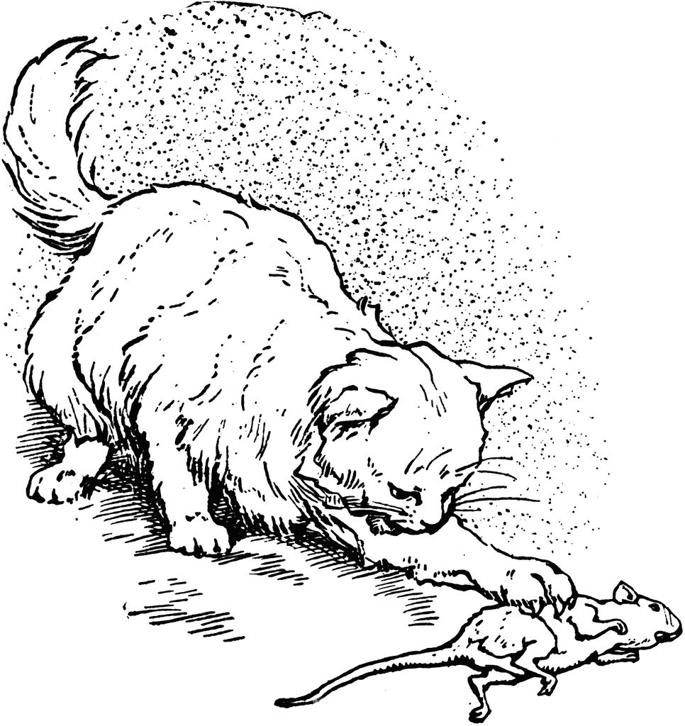 cat chasing mouse clipart