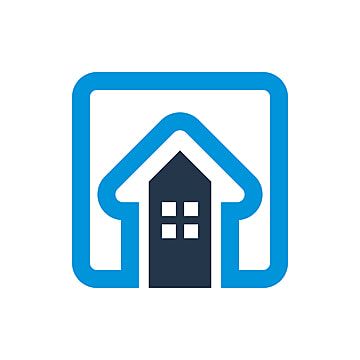 Blue house icon inside a rounded square frame, symbolizing home, real estate, or property services.