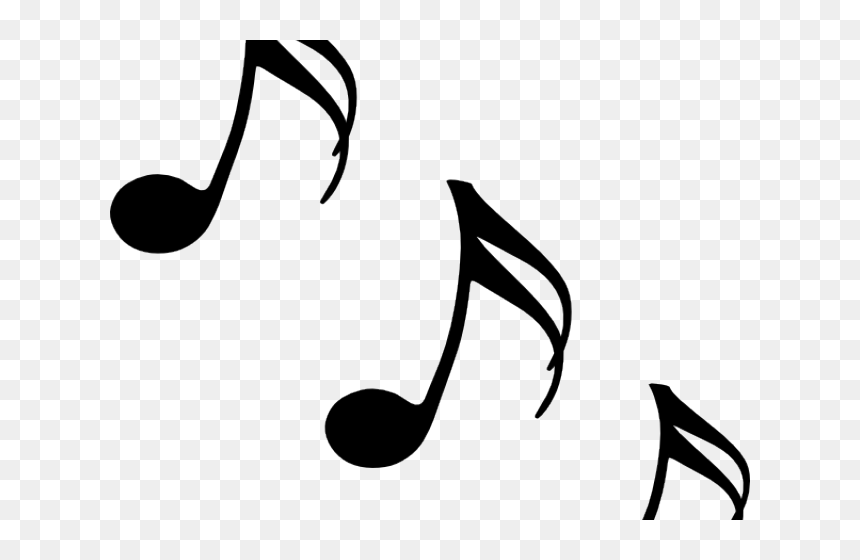 Three black musical eighth notes floating on transparent background