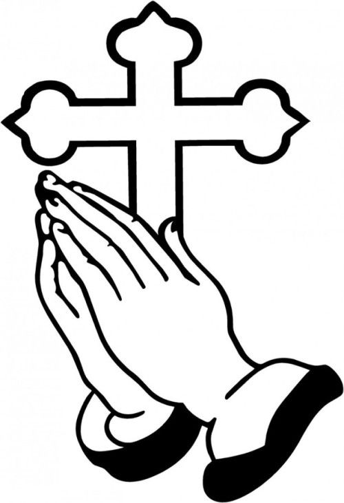 Praying Hands and Cross Illustration - Free Religious Clipart