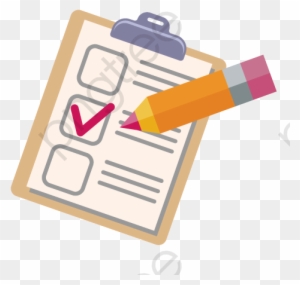 Clipboard with checklist, one box marked with red check, and a yellow pencil resting on it.