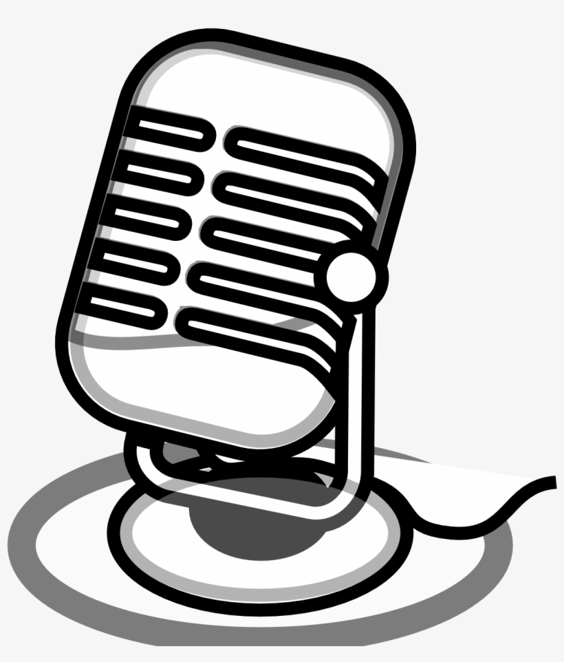 Classic vintage-style microphone icon in black and white with stand and cable.