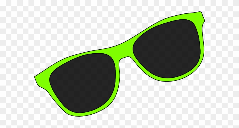 Bright neon green sunglasses with black lenses on transparent background.