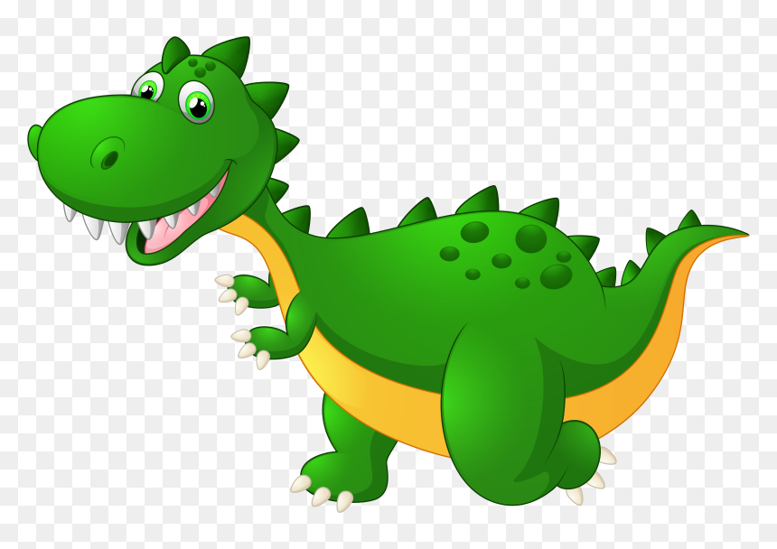 Cute Green Dinosaur Cartoon - Free PNG Clipart for Kids & Education