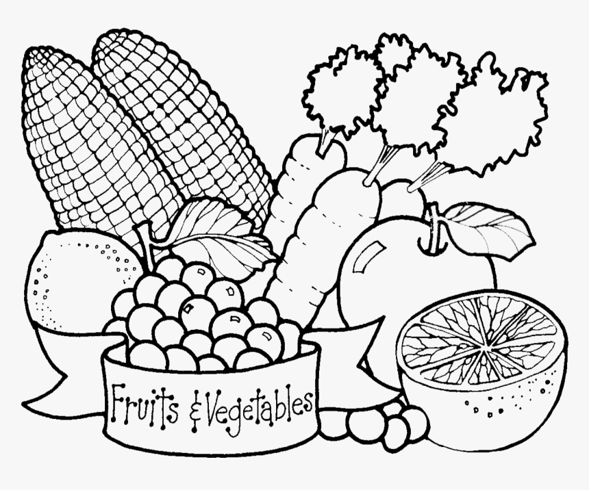 Fruits and Vegetables Coloring Page - Free Printable for Kids & Education