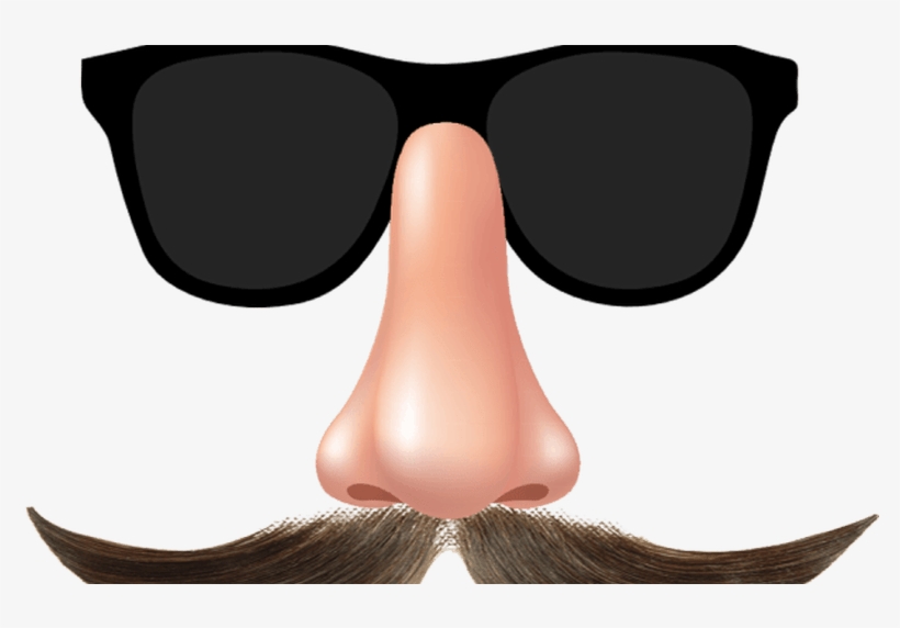 Cartoon nose with sunglasses and mustache-funny disguise illustration.