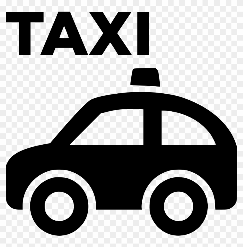 Black silhouette of a taxi car with roof sign and "TAXI" text above, on transparent background.