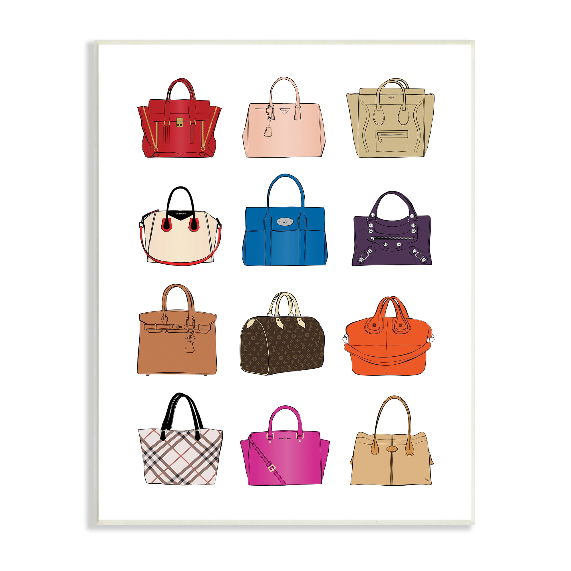 Fashion Designer Bag Raster Illustration Stock Clipart