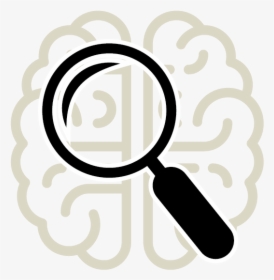 Magnifying glass over a stylized brain, symbolizing cognitive analysis or neuroscience research.