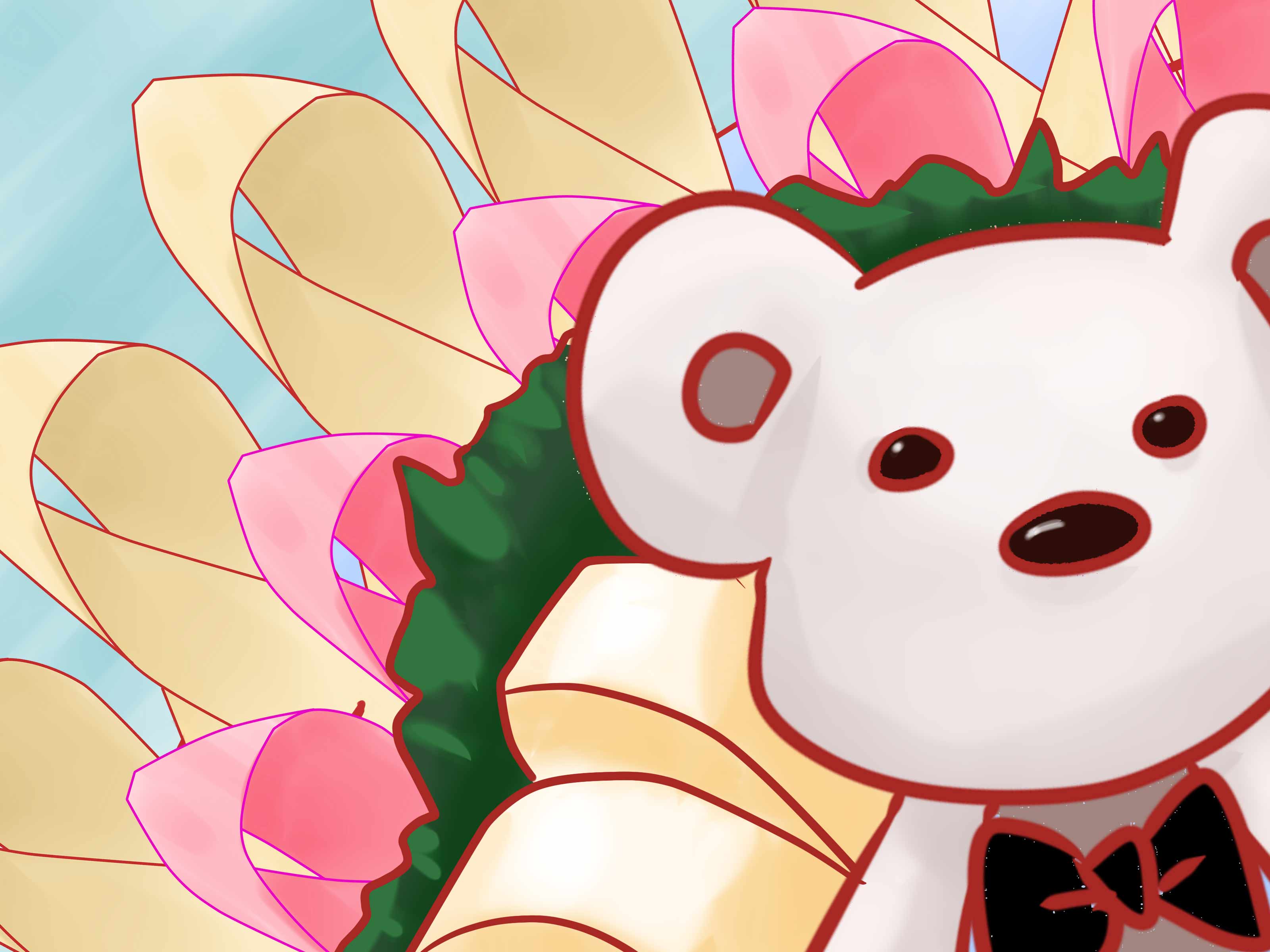 Charming Floral Bear Illustration - Whimsical Digital Art for Greeting Cards & Decor