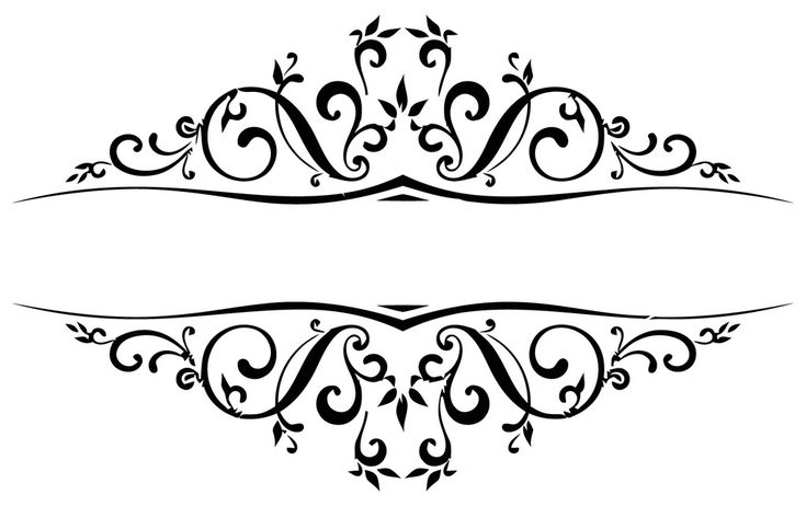 Elegant black-and-white symmetrical flourish border with ornate scrollwork and leaf motifs, ideal for vintage or formal designs.