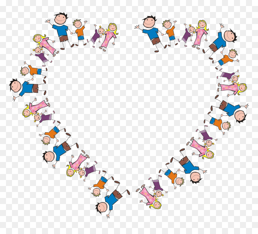 Heart-Shaped Children Illustration - Unity and Inclusivity Clipart