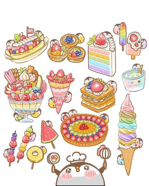 Adorable Penguin Dessert Illustration - Sweet Treats Collection