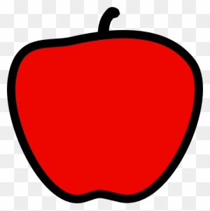 Simple red apple illustration with black outline and stem on transparent background.