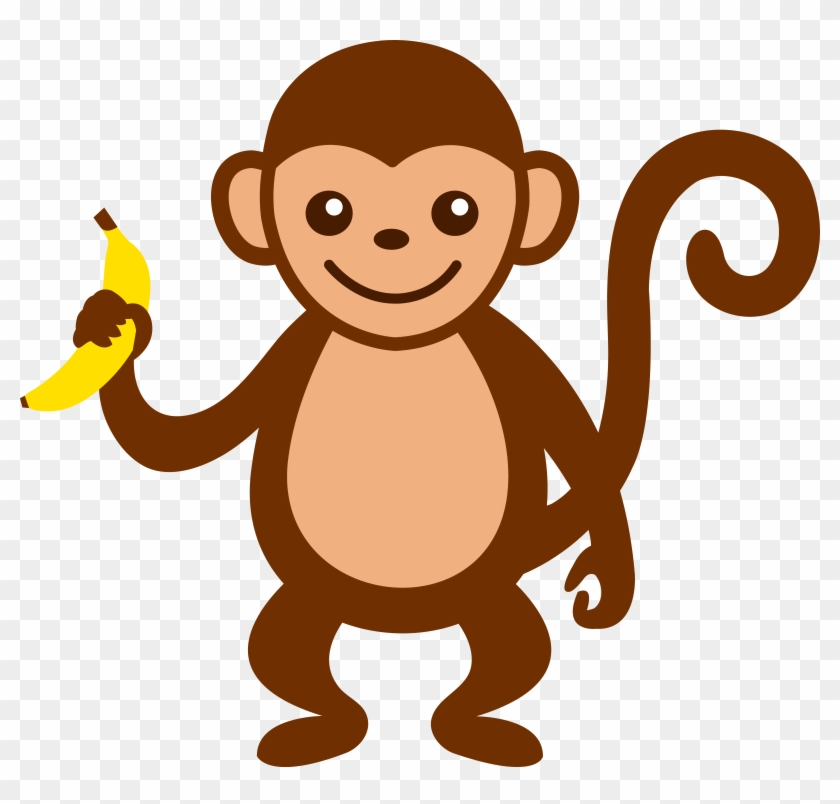 Cute Monkey with Banana - Free Clipart Image for Kids & Education