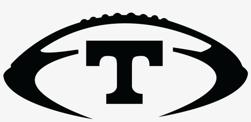 Black stylized "T" inside an oval with textured top edge, resembling a sports logo or team emblem.
