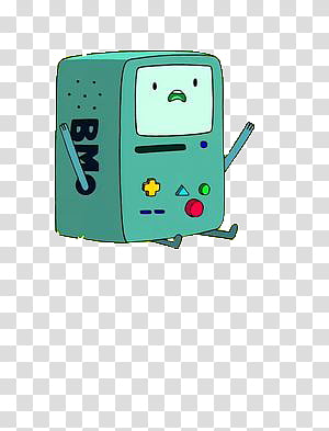 BMO, the sentient video game console from Adventure Time, standing with arms out and a worried expression.