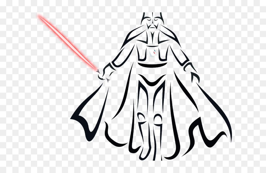 Darth Vader Line Art Illustration - Free PNG Download