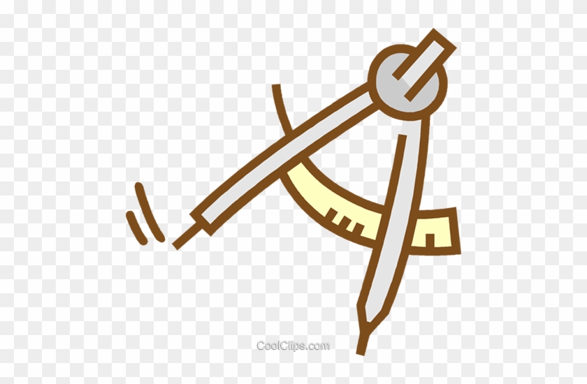 Illustration of a drafting compass with protractor, used for geometry and technical drawing.