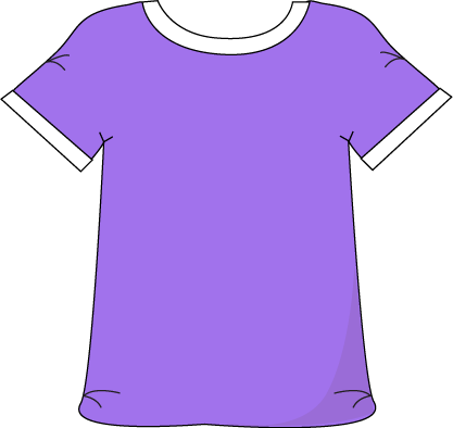 Purple short-sleeve t-shirt with white ribbed collar and sleeve cuffs, illustrated in flat vector style.