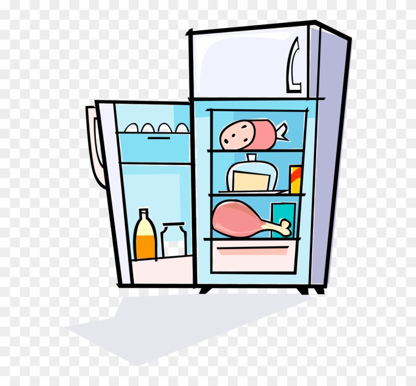 Refrigerator With Full Of Food Closed And Opened Stock Clipart Clip Art Library