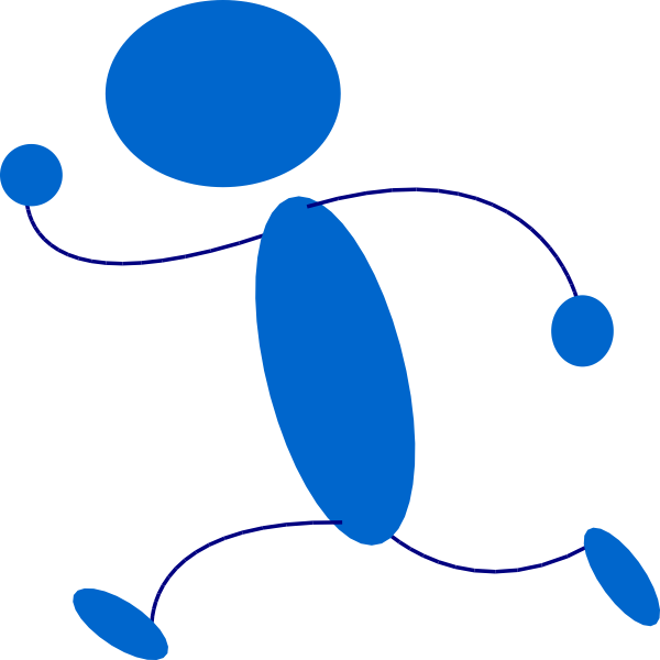 Dynamic Blue Stick Figure Illustration - Activity and Motion Icon